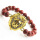 Red Jasper 8MM Round Beads Stretch Gemstone Bracelet with Diamante alloy Lion Head Piece