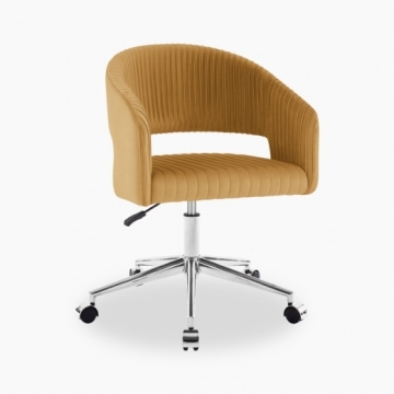 Lottie Home Office Chair: Mustard Velvet & Chrome
