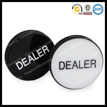 Fashion high quality custom game professional acrylic metal bulk texas poker dealer button in printed logo paper card box