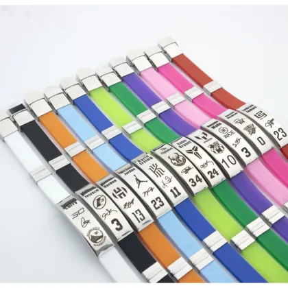 European and American Football Star Signature Engraved Stainless Steel Silicone Bracelet