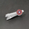 Custom Fashion Men's Captain Superhero round Shape Tie Bar Clips Luxury Luxury Enamel Metal Tie Pins for Weddings
