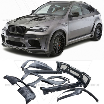 طقم جسم عريض من ألياف الكربون لعام 2007-2013 BMW X6 E71 المصد الخلفي الأمامي - نمط HM T EVO