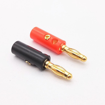 High Quality HIFI Banana Plugs Gold/Nickel-Plated 4MM Screw Lock Connectors for Audio Jacks - 2 Pcs