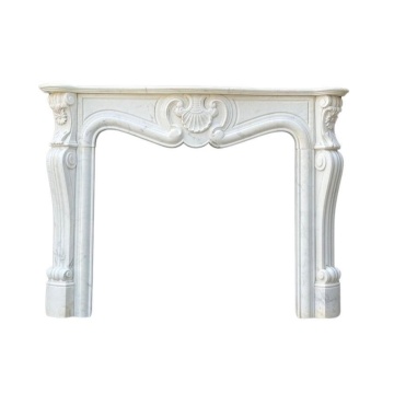 Antique-Style Ornate Fireplace Mantel with Floral Motif