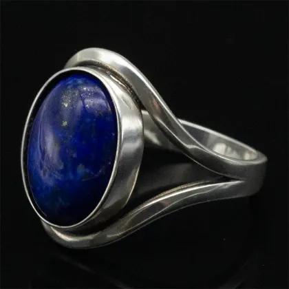 925 Sterling Silver Boho Hippie Lapis Lazuli Ring for Women