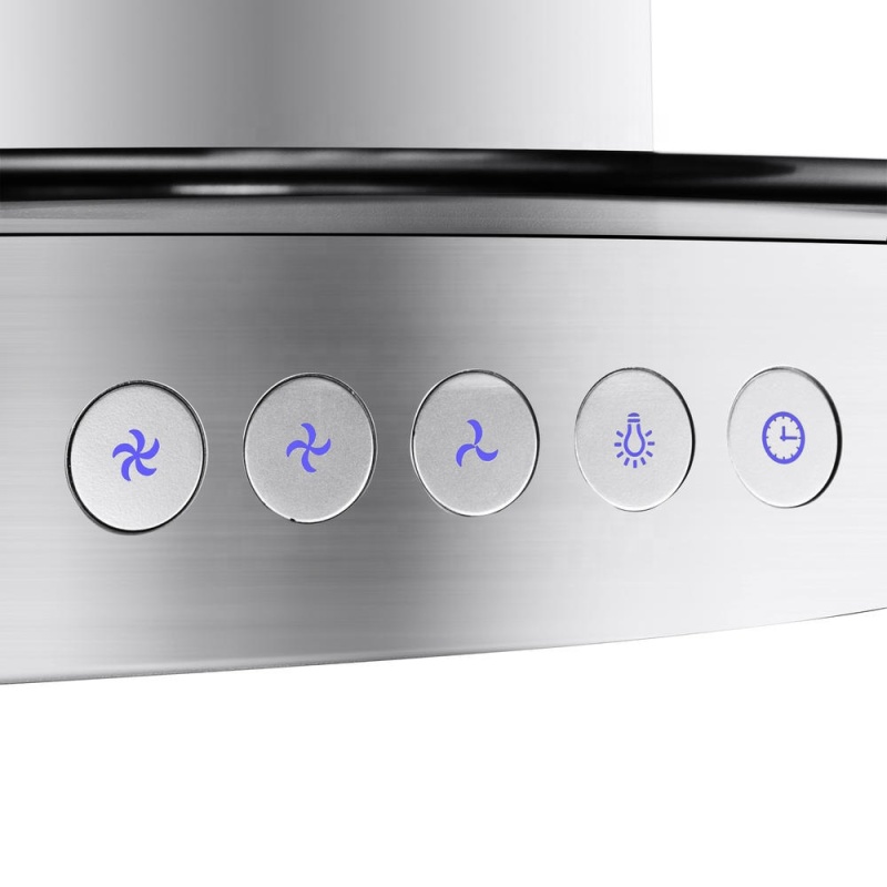 Vented Exhaust Type Cooker Hood Tempered Glass Kitchen Vent ISLAND  Range Hood with Push Buttons
