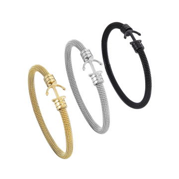 Stainless Steel Cable Bracelet Net Covered Wire Rope Twisted Bangle Jewelry