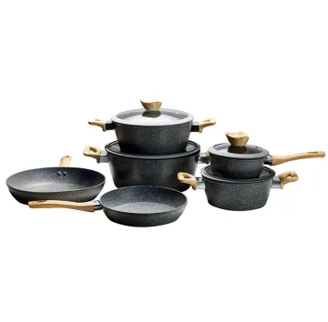 New Nonstick Granite Cookware Sets and Non-Stick Stone Kitchen Cooking Utensils: Complete 10-Piece Cookware Sets for Home Use