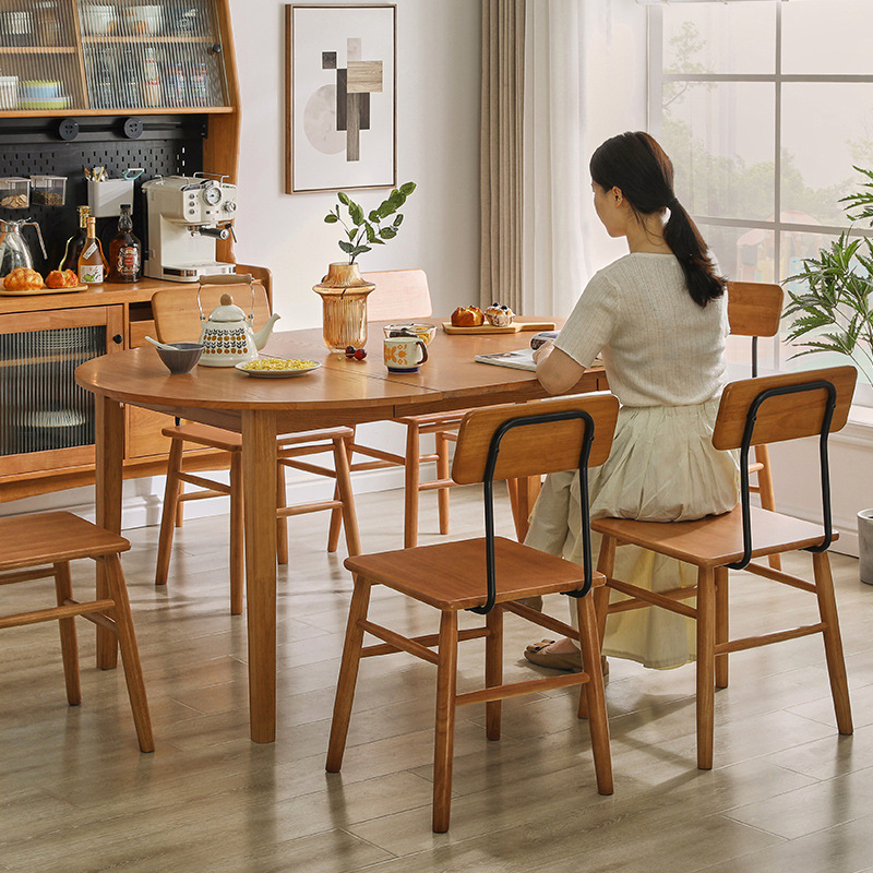 round extendable wooden dining table
