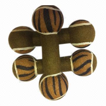 Leopard tennis dumbbell for pet chewing and playing, measures 21x3cm