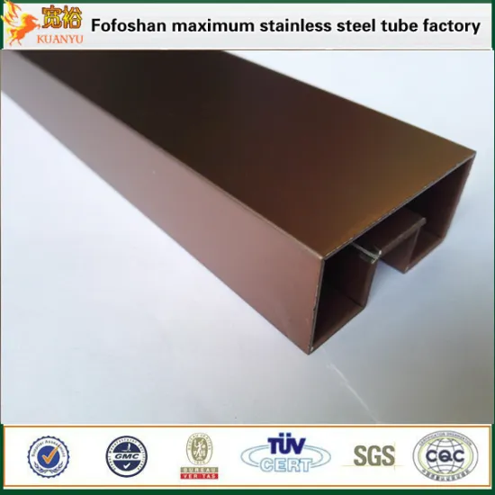 PVD plating color 316 stainless steel rec slotted tube for glass handrail