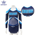 Royal blue metallic cheerleading uniforms