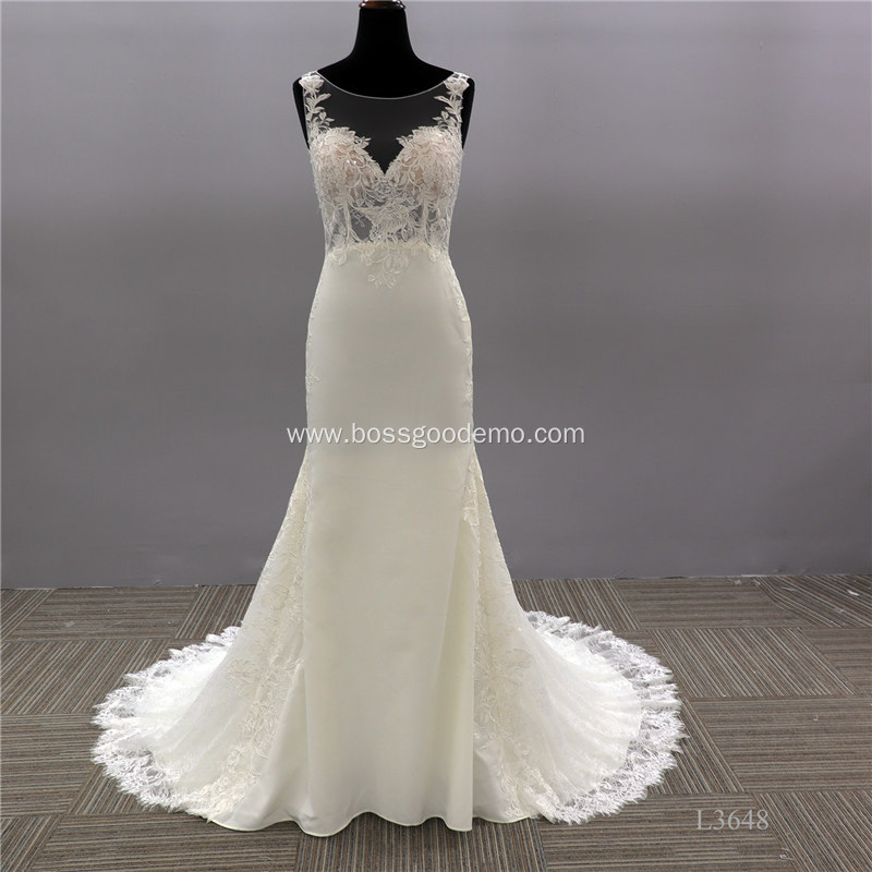 Beading Appliques Lace Princess Sleeve See Through Sexy mermaid Wedding Gowns Vestidos De Boda