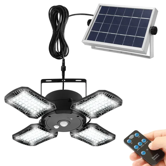 Indoor Solar-Powered Light Lamp with Motion Sensor and Remote Control, 128 LED, 1000lm, IP65