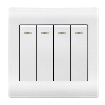 British Standard White Black Golden Eu Type 4 Gang 1 Way Electric Wall Switch