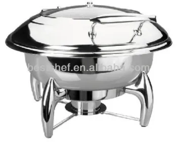 Round luxe chafing dish with glass window lid and stand
