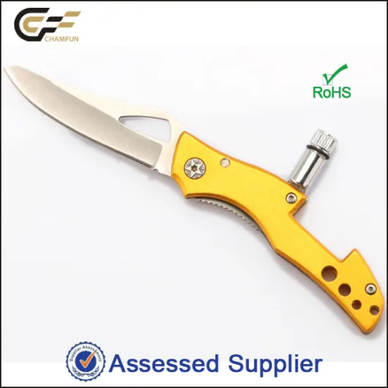 Fantasy Small Anodized Aluminium Handle With LED Flashlight Pocket Knife