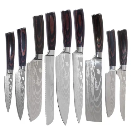 Professional Laser-Sharpened Chef Knife Set for Culinary Excellence: Stainless Steel Kitchen Cutlery