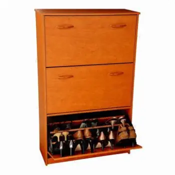 Wooden Shoe Cabinet with Tilting Doors
