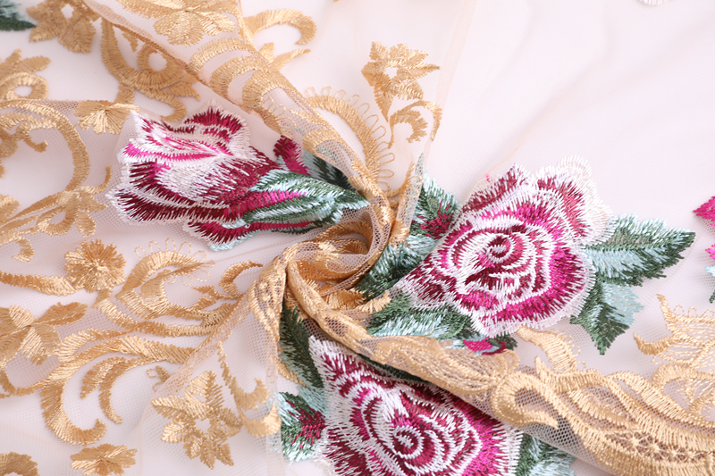 Rose Flower Embroidery Fabric