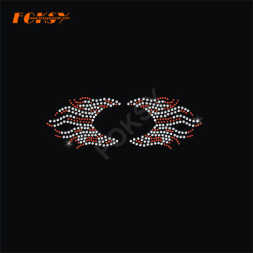 Fire Shaped Tailless Cheer Bow Heat Rhinestone Motif