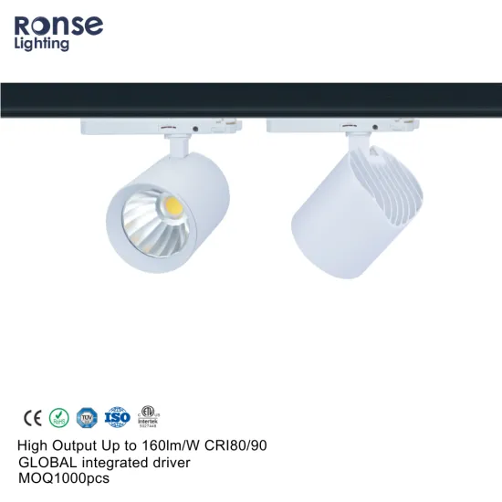 RONSE Aluminum LED Track Lighting Head, 28W, 350 Degree Adjustable Beam, 4-Wire 3-Phase