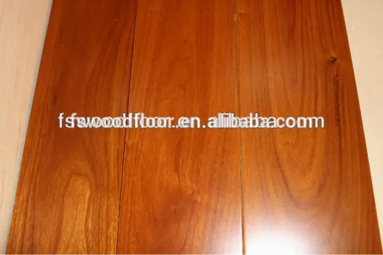 Smooth natural teak sheen robinia solid wooden flooring