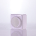 White square glass jar with rose gold lid