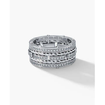 Men's Ring Platinum Twist Diamond Channel Men's Wedding Band Manufactory