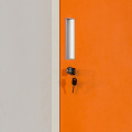 Single Orange Metal Locker 2 Doors