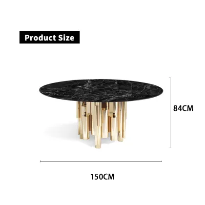 Elegant Golden Stainless Steel Marble Dining Table Set