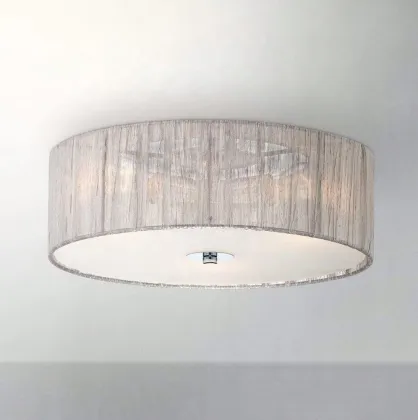 2021 SHINETIME Design Possini Sheer Silver Fabric 16" Flushmount Ceiling Light