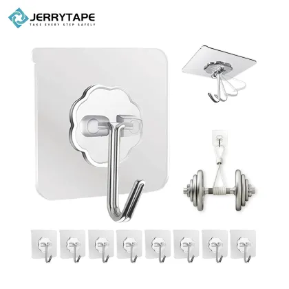 Transparent Self-Adhesive Hooks for Wall Storage