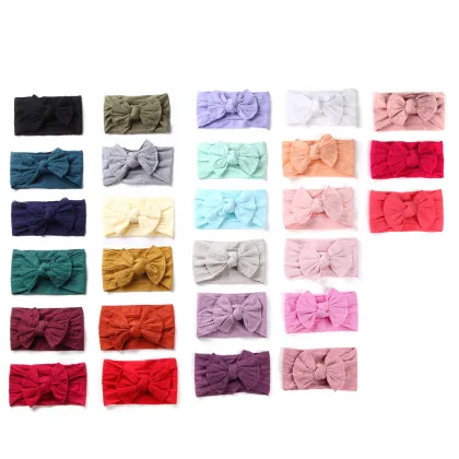 Baby Nylon Headband Elastic Jacquard Wide Edge Bow Headband