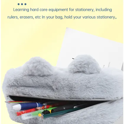 Cute plush pen bag Embroidery pen bag