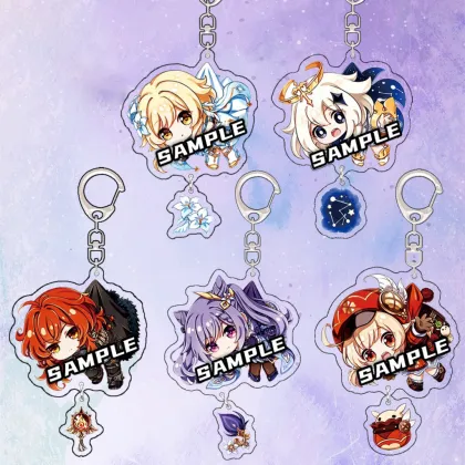 Cute Anime Keychains: Zhongli, Venti, Xiao, and Keli for Genshin Impact Fans