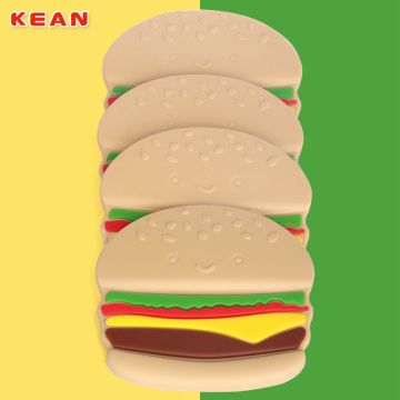 Fashion cute colorful food grade silicone hamburger baby teething toy