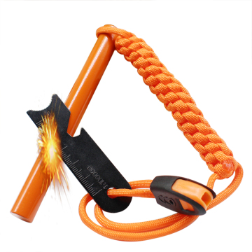 Camping Flint Rod Paracord Handle Ferrocerium Fire Starter Survival Kit