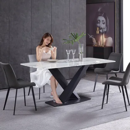 Light luxury dining table marble dining room modern