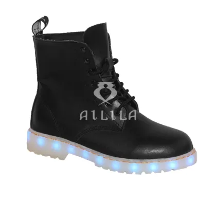Lace-up LED sole PU middle boots