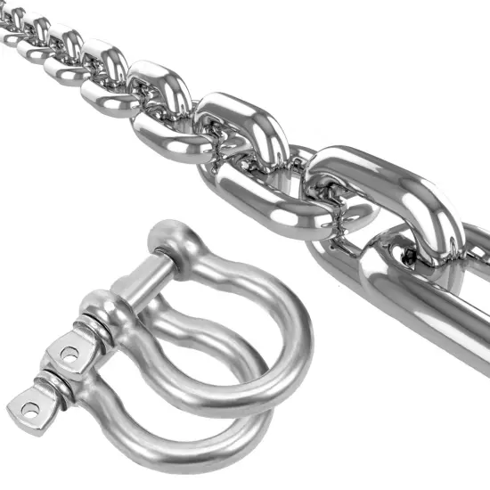 High Polished Stainless Steel Industrial Link Chain with Shackle: Robust Factory Grade Chain