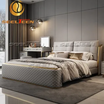 Stylish Soft Headboard: PU Leather & Wooden Bedroom Bed