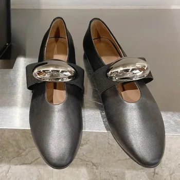 2024 Designer Women's Ballet Flats: High-Quality, Leather Shoes with Round Toe