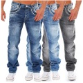 Calça jeans masculina personalizada por atacado com perna reta