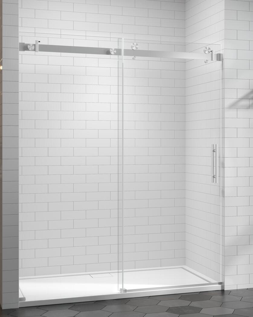polished chrome sliding shower door