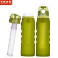 BPA frei benutzerdefinierte leichte Silikon zusammenklappbar Ultra Filtration Sport Wasserflasche