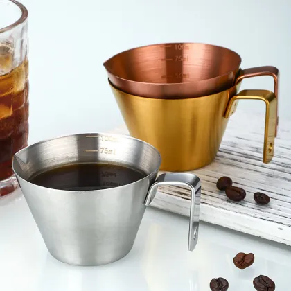 Portable 304 Stainless Steel Coffee Extraction Cup with Scale - Ounce Measuring Cup for Espresso