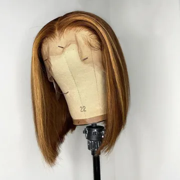 4X4 Highlight Bob Wig 150% Blonde Brazilian Straight Transparent Lace Closure Human Hair Wigs full lace wigs for black women