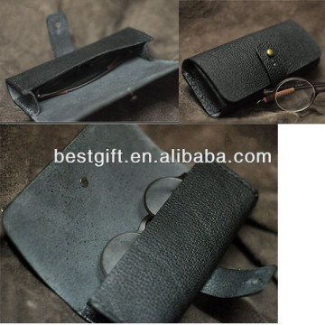 hot sale genuine leather eyewear box, simple glasses bag