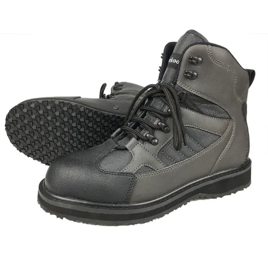 Fly Fishing Waders Hunting Boots Upstream Fishing Shoes Felt Anti-Slippery Sole Army Green Leather Lace Up Shoes for Men FR1